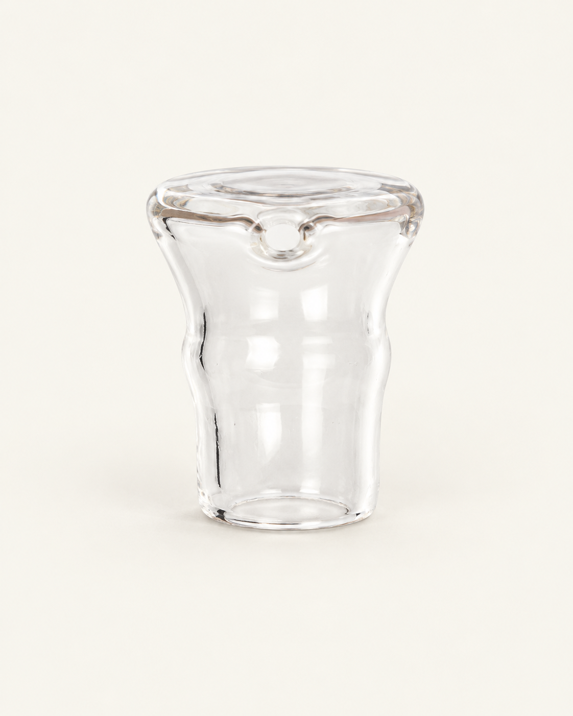 Charabanc Aroma replacement glass cap with side mist outlet on a warm ivory background. Glass cap only.