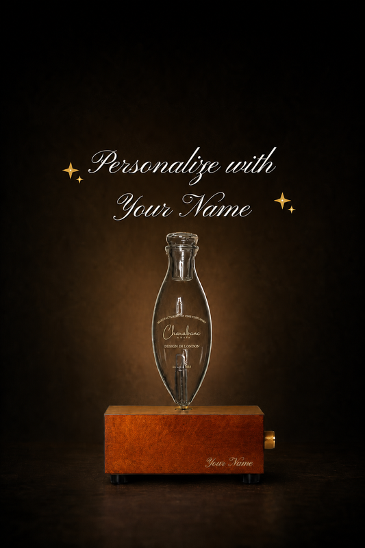 Charabanc Aroma Brown MINI personalized diffuser in black studio with mobile-safe headline