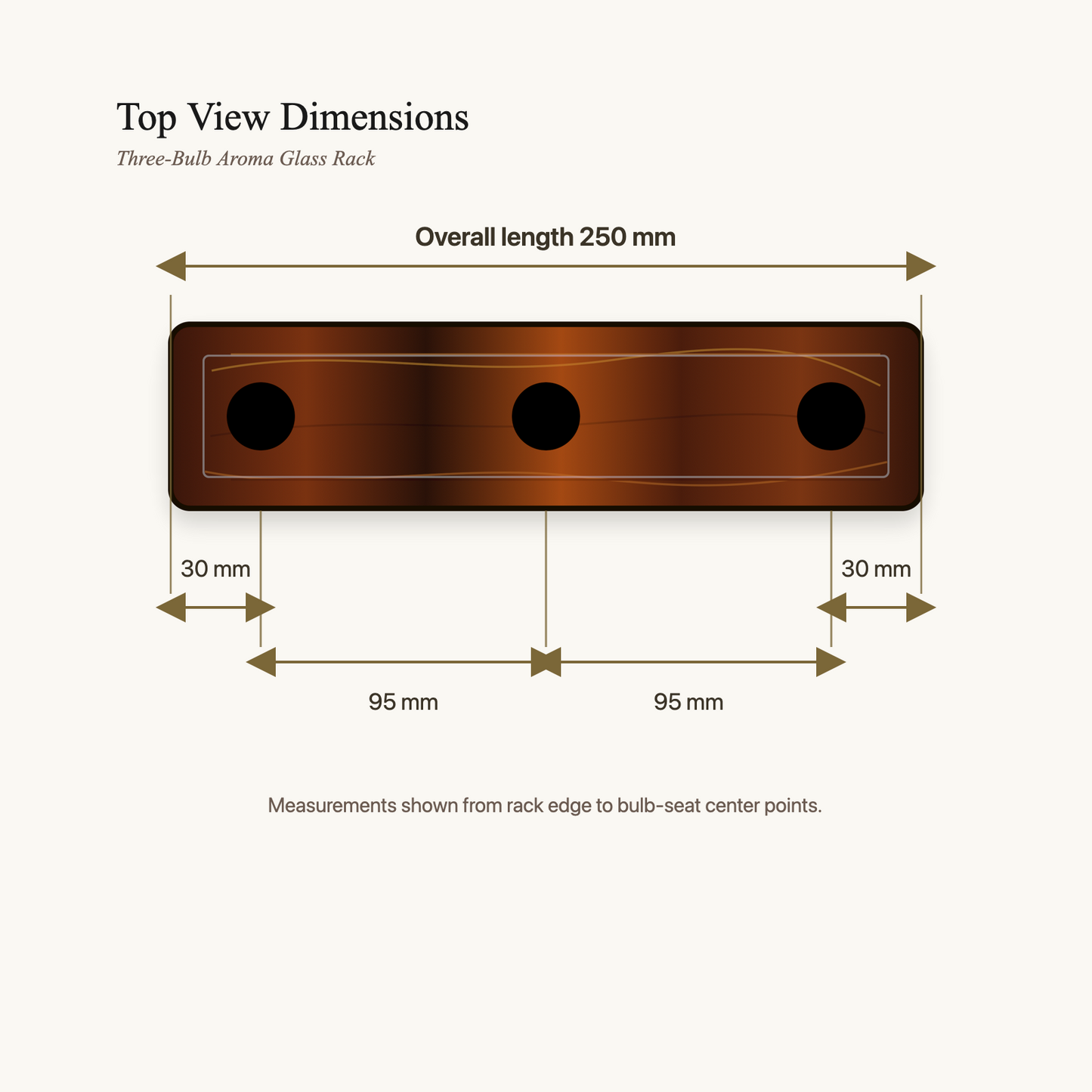 Top view dimensions for the Heritage Aroma Glass Bulb Holder